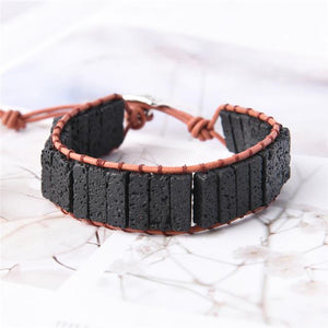 Chakra Black Lava Stone Wrap Bracelet Home YGLINE Store Black Only 