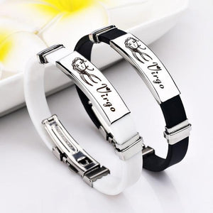 Stylish 12 Constellations Stainless Steel Bracelets Charm Bracelets liujun Official Store virgo White 