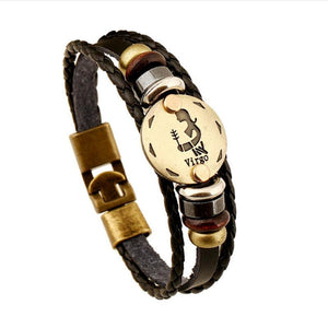 Unique Zodiac Constellation Leather Bronze Bracelet Charm Bracelets zenshopworld Virgo 
