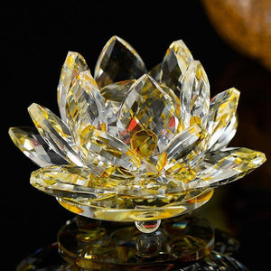 Feng Shui Crystal Lotus Flower Figurines & Miniatures HC Arts&Crafts Store Yellow 