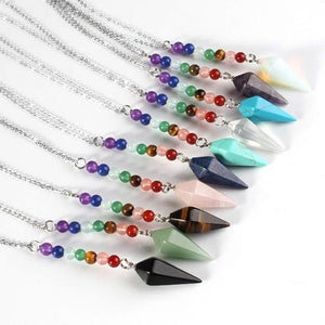 7 Chakra Reiki Agate Natural Stone Necklace Home xinshangmie Store 